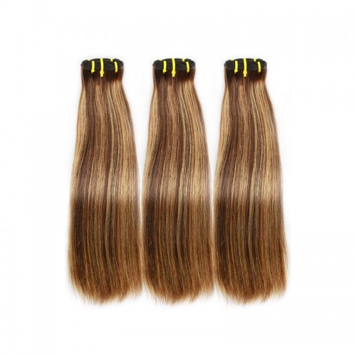 #4/27 Honey Blonde Highlight Natural Straight Virgin Human Hair Double Drawn Bundles | Human Hair Wig | Lace Front
